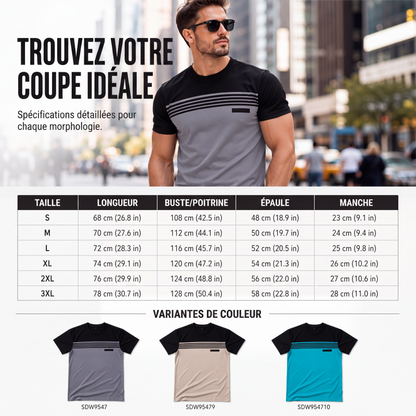 T-shirt décontracté pour homme à col rond et manches courtes avec imprimé