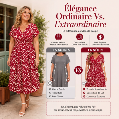 Robe élégante à col en V et imprimé floral pour femme