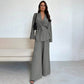 Ensemble 2 pièces pour femme : haut élégant à col V et pantalon large