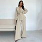 Ensemble 2 pièces pour femme : haut élégant à col V et pantalon large