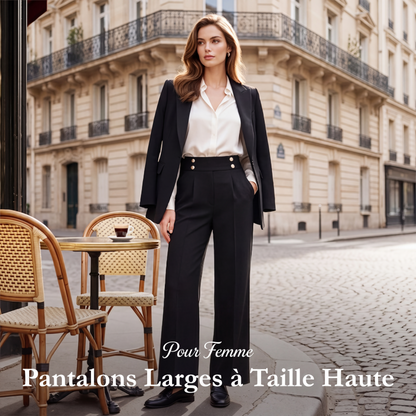 Pantalon taille haute large pour femmes