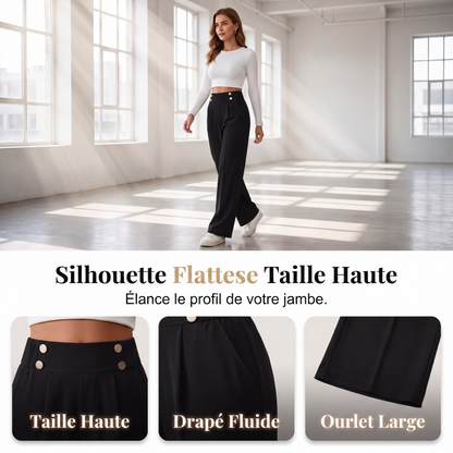 Pantalon taille haute large pour femmes