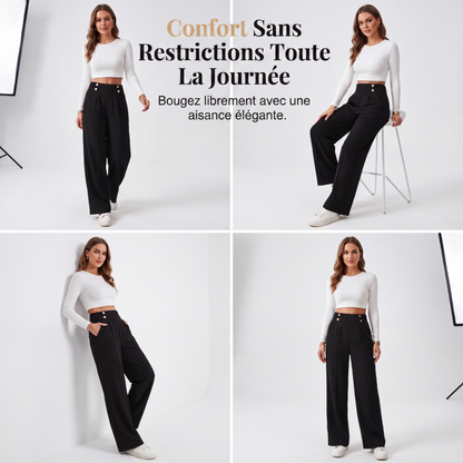 Pantalon taille haute large pour femmes