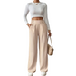 Pantalon taille haute large pour femmes