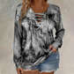 Haut pour femme à col V, à lacets et imprimé tie-dye