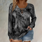 Haut pour femme à col V, à lacets et imprimé tie-dye