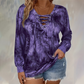 Haut pour femme à col V, à lacets et imprimé tie-dye
