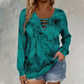 Haut pour femme à col V, à lacets et imprimé tie-dye