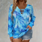 Haut pour femme à col V, à lacets et imprimé tie-dye