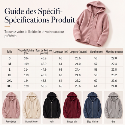 Cardigan en tricot zippé à capuche pour femme
