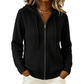 Cardigan en tricot zippé à capuche pour femme