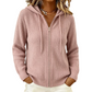 Cardigan en tricot zippé à capuche pour femme