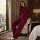 Ensemble pour femme composé d'un cardigan boutonné et d'un pantalon à jambes larges