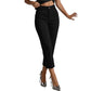 Pantalon de costume court à taille haute pour femme