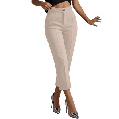Pantalon de costume court à taille haute pour femme