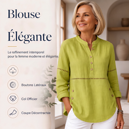 Haut col montant demi-boutonné pour femme, style décontracté et facile à porter