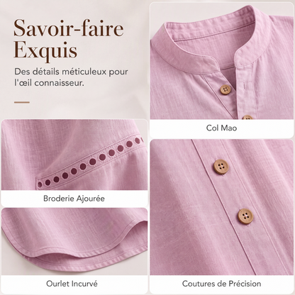 Haut col montant demi-boutonné pour femme, style décontracté et facile à porter