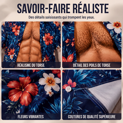 Chemise hawaïenne pour homme, manches courtes à imprimé floral tropical, chemise décontractée boutonnée pour la plage