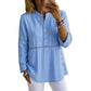Haut col montant demi-boutonné pour femme, style décontracté et facile à porter