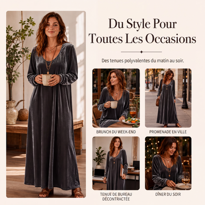 Robe longue élégante à manches longues pour femme