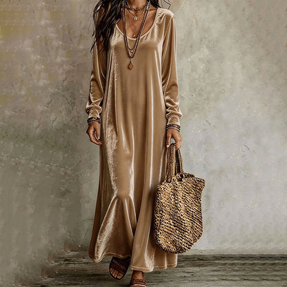 Robe longue élégante à manches longues pour femme