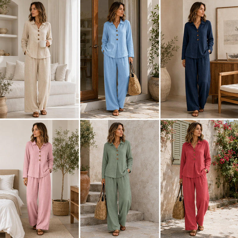 Ensemble 2 pièces décontracté pour femme : haut à manches longues et pantalon