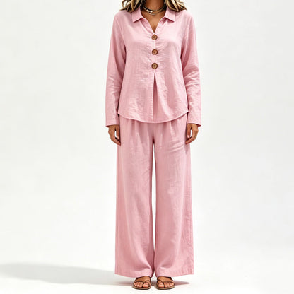 Ensemble 2 pièces décontracté pour femme : haut à manches longues et pantalon