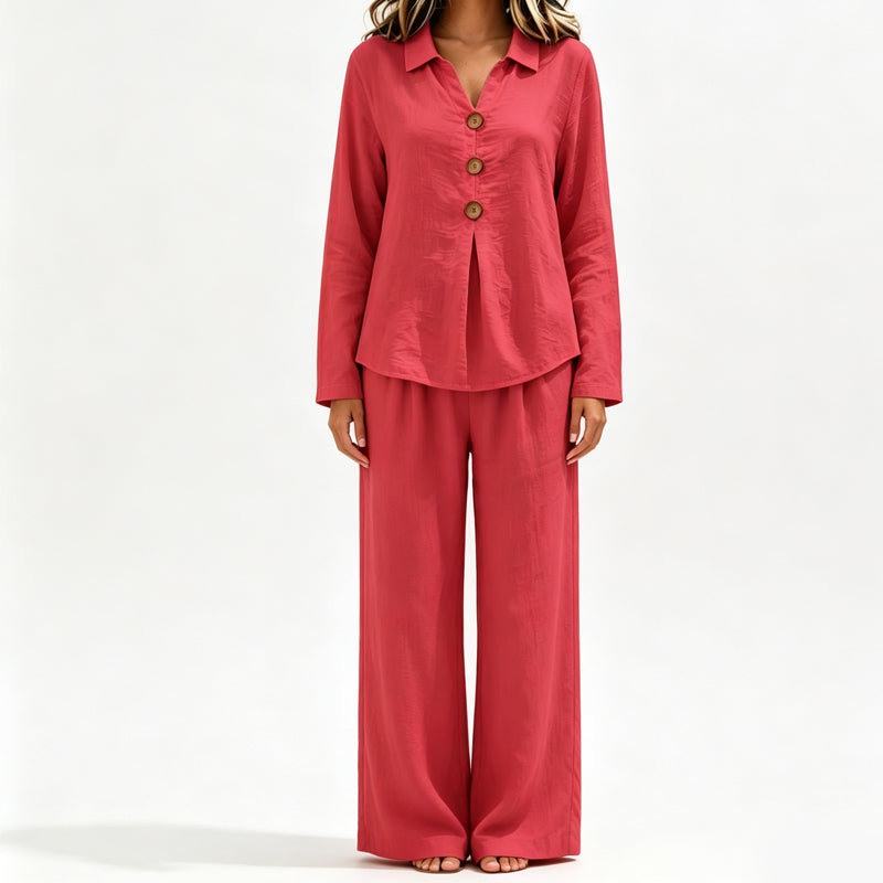 Ensemble 2 pièces décontracté pour femme : haut à manches longues et pantalon