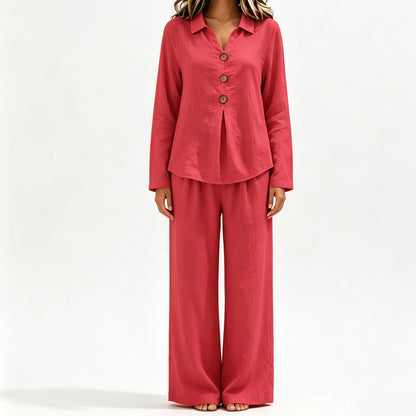 Ensemble 2 pièces décontracté pour femme : haut à manches longues et pantalon