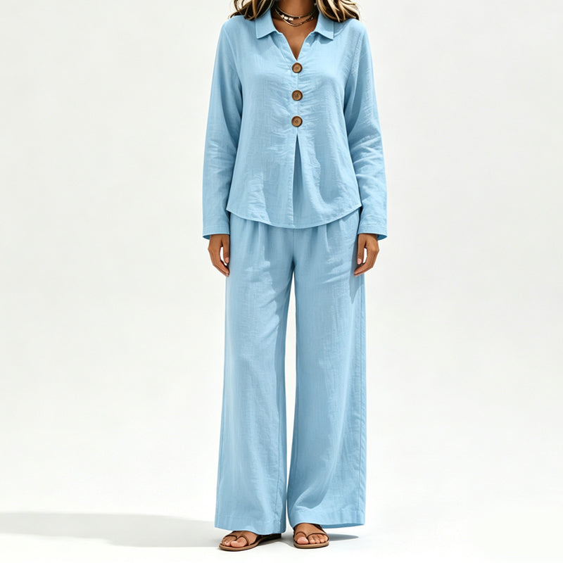 Ensemble 2 pièces décontracté pour femme : haut à manches longues et pantalon