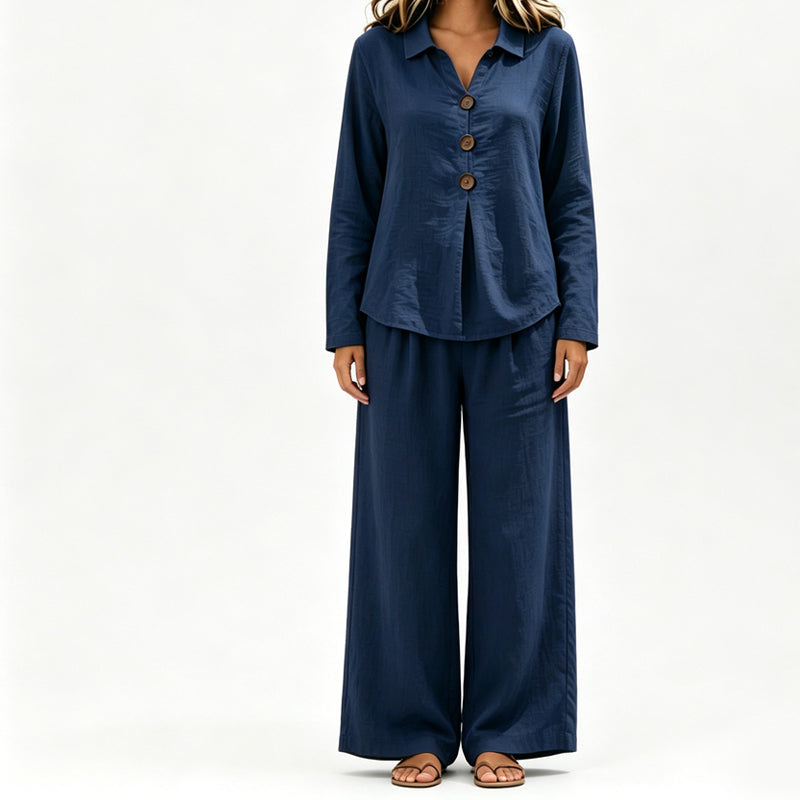 Ensemble 2 pièces décontracté pour femme : haut à manches longues et pantalon
