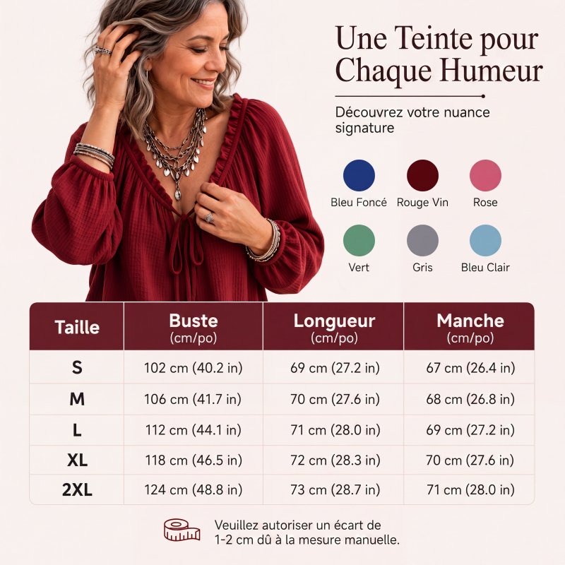 Chemisier ample pour femme à col noué à volants
