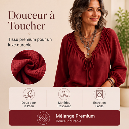 Chemisier ample pour femme à col noué à volants