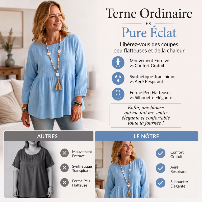 Top babydoll décontracté et ample pour femme