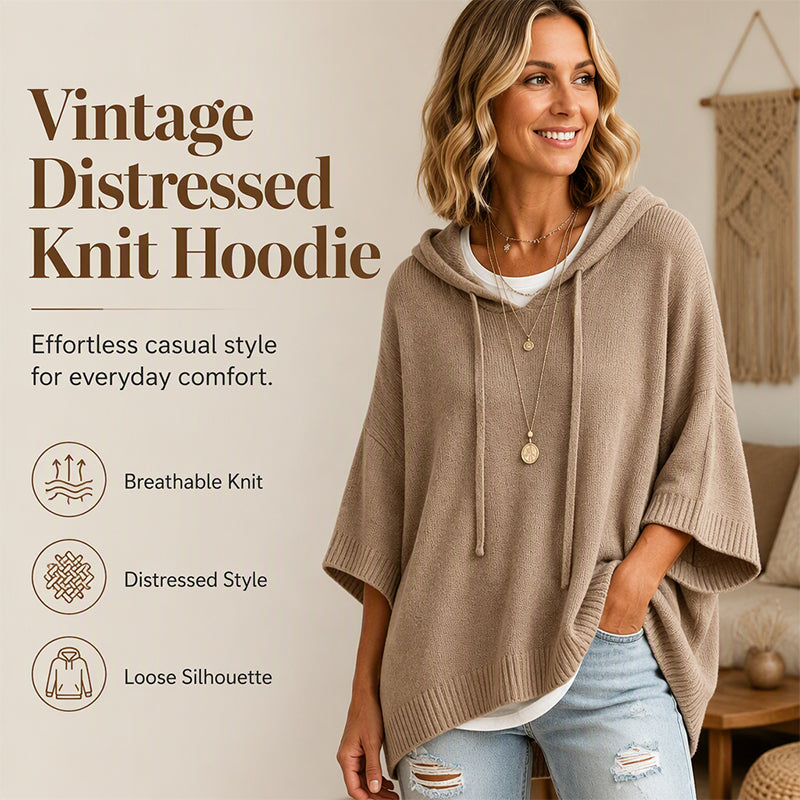 Pull-over en maille à capuche et cordon de serrage pour femme