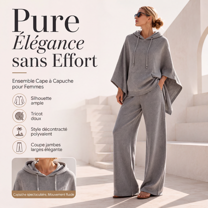 Ensemble cape à capuche ample et pantalon large pour femme