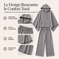 Ensemble cape à capuche ample et pantalon large pour femme