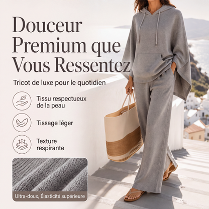 Ensemble cape à capuche ample et pantalon large pour femme