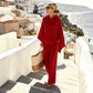 Ensemble cape à capuche ample et pantalon large pour femme