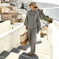 Ensemble cape à capuche ample et pantalon large pour femme
