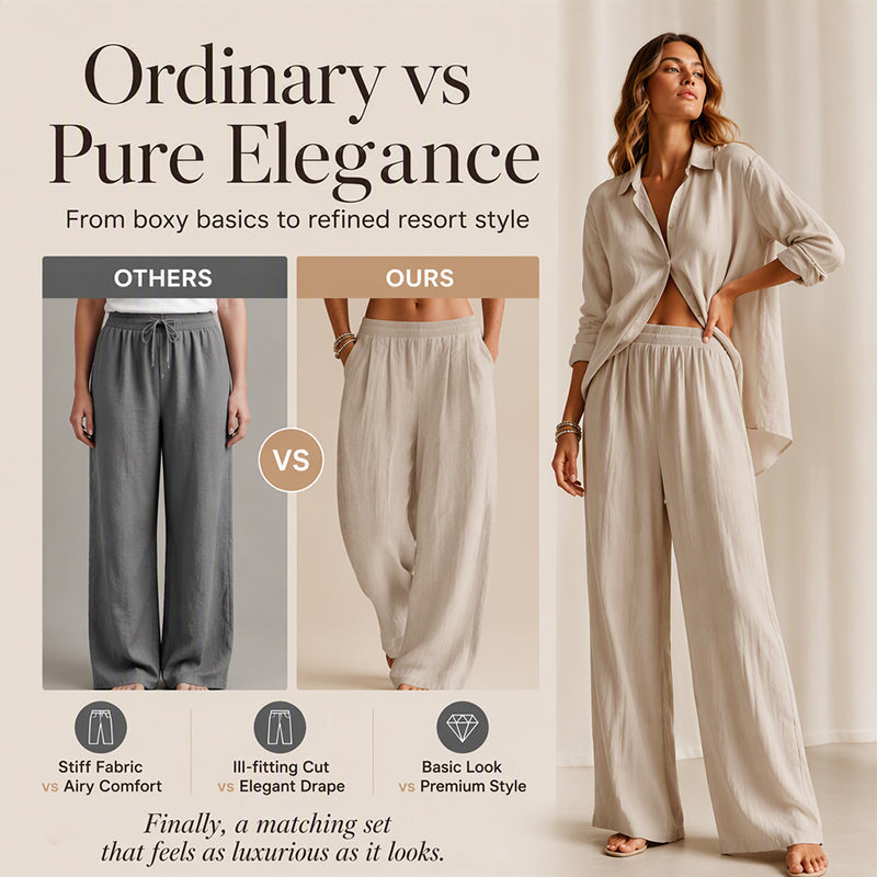 🌸Promotion exceptionnelle : 50 % de réduction👖 Pantalon femme à taille élastique et jambes larges – Coupe ample et flatteuse pour un confort et un style au quotidien 🤍