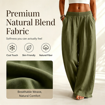 🌸Promotion exceptionnelle : 50 % de réduction👖 Pantalon femme à taille élastique et jambes larges – Coupe ample et flatteuse pour un confort et un style au quotidien 🤍