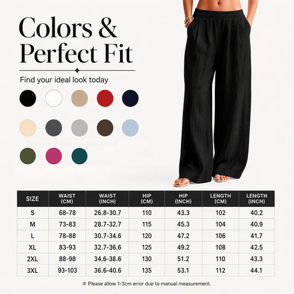 🌸Promotion exceptionnelle : 50 % de réduction👖 Pantalon femme à taille élastique et jambes larges – Coupe ample et flatteuse pour un confort et un style au quotidien 🤍