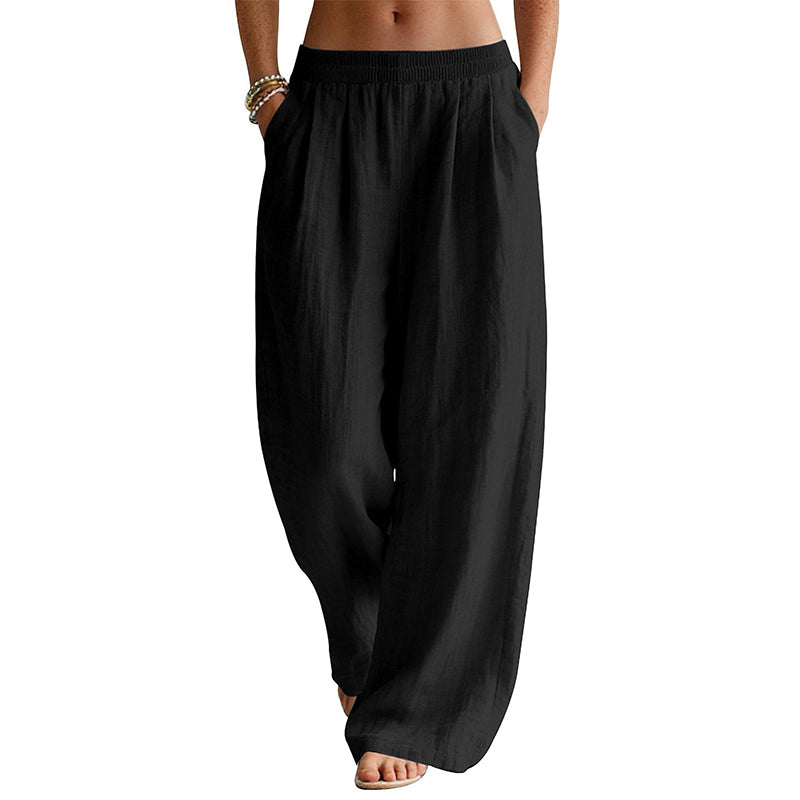 🌸Promotion exceptionnelle : 50 % de réduction👖 Pantalon femme à taille élastique et jambes larges – Coupe ample et flatteuse pour un confort et un style au quotidien 🤍