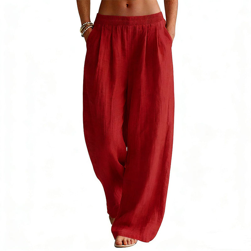 🌸Promotion exceptionnelle : 50 % de réduction👖 Pantalon femme à taille élastique et jambes larges – Coupe ample et flatteuse pour un confort et un style au quotidien 🤍