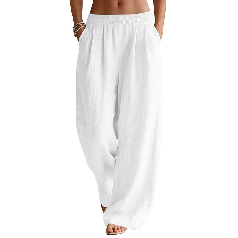 🌸Promotion exceptionnelle : 50 % de réduction👖 Pantalon femme à taille élastique et jambes larges – Coupe ample et flatteuse pour un confort et un style au quotidien 🤍