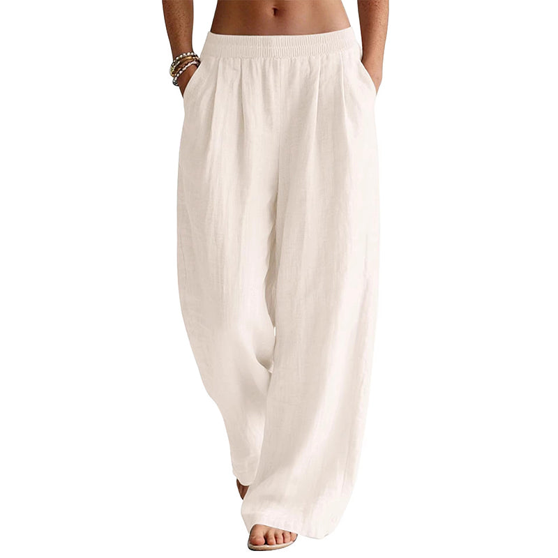 🌸Promotion exceptionnelle : 50 % de réduction👖 Pantalon femme à taille élastique et jambes larges – Coupe ample et flatteuse pour un confort et un style au quotidien 🤍