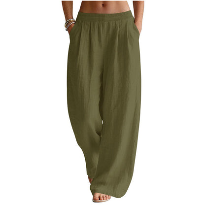 🌸Promotion exceptionnelle : 50 % de réduction👖 Pantalon femme à taille élastique et jambes larges – Coupe ample et flatteuse pour un confort et un style au quotidien 🤍
