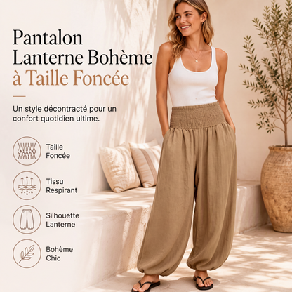 Pantalon sarouel décontracté pour femme avec taille élastique froncée