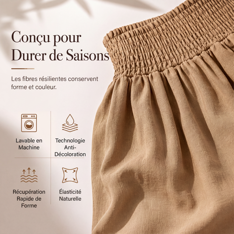 Pantalon sarouel décontracté pour femme avec taille élastique froncée